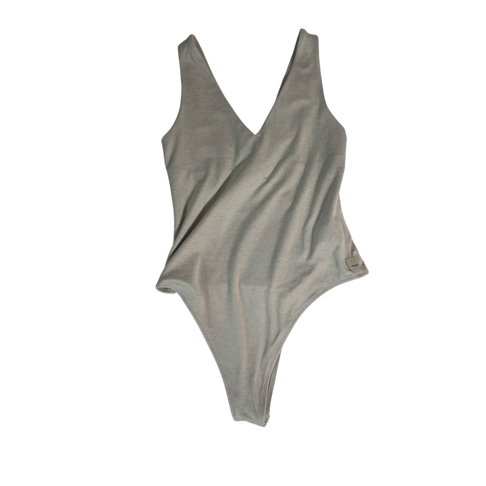 Vuori V-Neck Bodysuit Cream Sleeveless Performance Knit Small